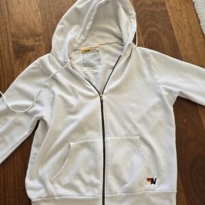 Aviator Nation White Lightweight Hoodie Jacket